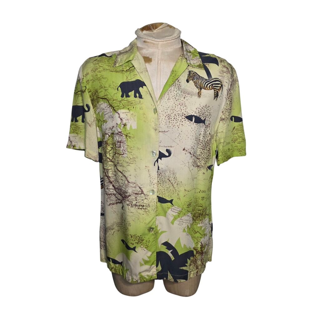 Judith Hart Sport Vintage  Size 8  Short Sleeve Top African Safari Zebra Animals